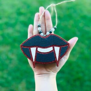 Vampire Lips Car Freshie with Red Glitter